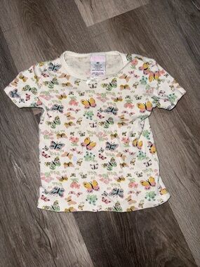 Children's White Short Sleeve Tee with Pastel Butterfly Print